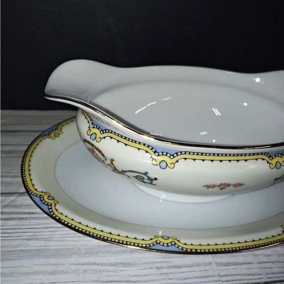 Noritake Morimura Hand Painted Nippon Cornwall Kitchen Gravy Boat & Underplate - Picture 4 of 9